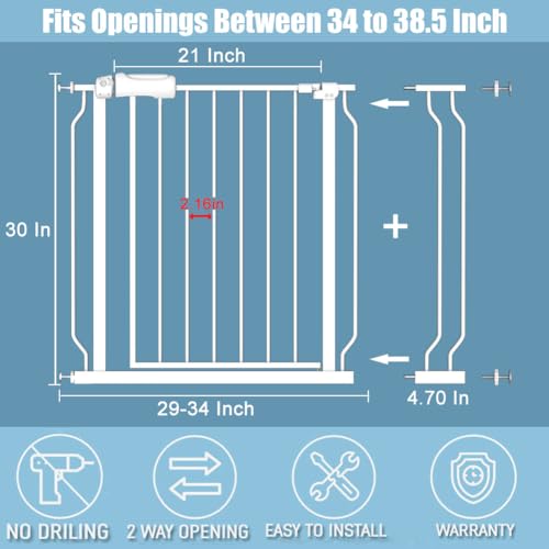 Extra Wide Baby Gate 4.72in Extensions Walk Through Baby Gate Pressure Mount Auto Close Child Safety Gates (4.72"/12cm)
