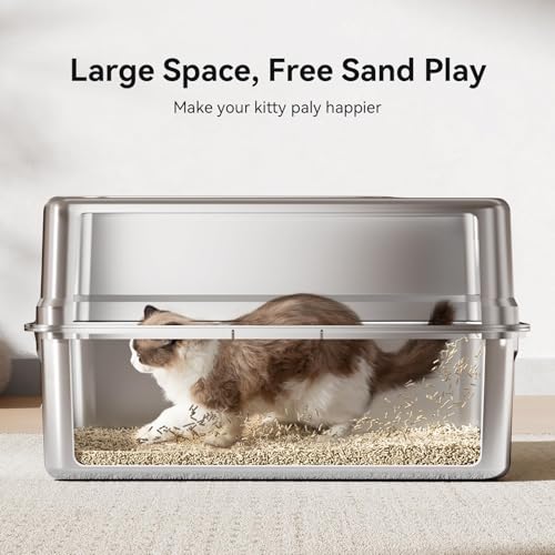 XXXL Stainless Steel Litter Box (Metallic Gray)