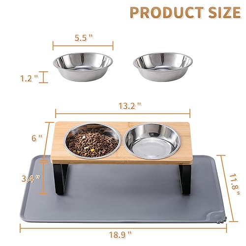 Upgraded Elevated Cat Bowls with Food Mat
