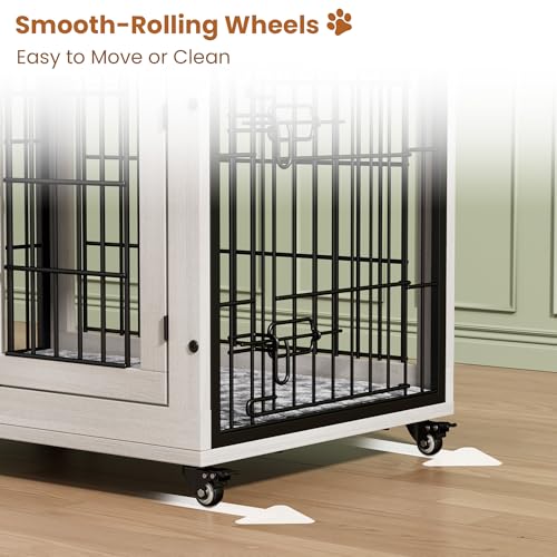 2 Pack Dog Crate Furniture (32.5"L x 22.1"W x 25.2"H / Set of 2 White)