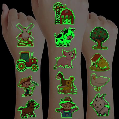 96 PCS Farm Barnyard Animal Glow In The Dark Pre (Luminous)