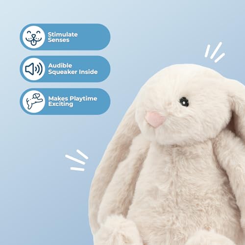 Bunny Buddy Squeaky Plush Dog Toy (Bunny (Beige) / Small)