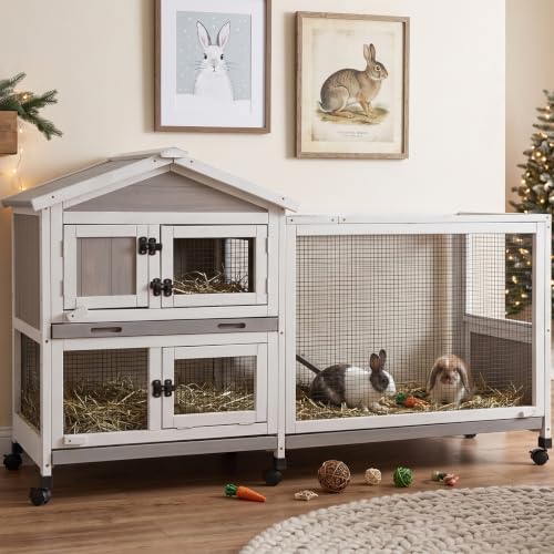 60.2" L Expandable Rabbit Hutch (60.2"L x 22.1"W x 35.0"H)