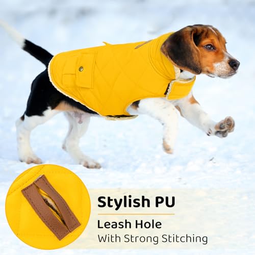 Waterproof Dog Winter Jacket Warm Puffer Coat Cold Weather Vest (Small / Yellow)