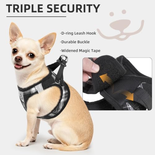 Dog Harness Collar and Leash Set No Pull for Small Medium Sized (Black / XS (CHEST 13"-14.5"))