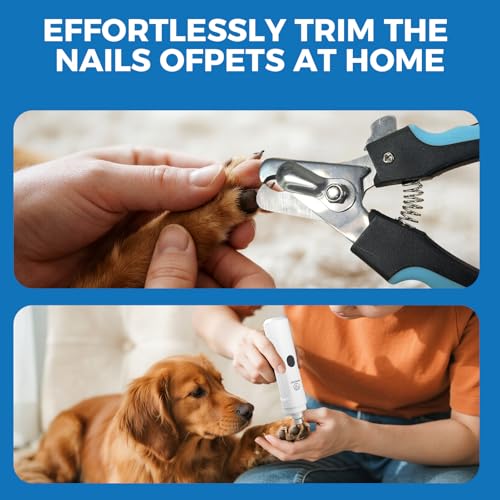 PAPIFFEED Dog Nail Clippers & Grinder with Manual Nail Clipper (White Set)