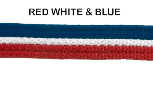 Lunge Line for Horses Cotton Horse Lunge Line with Bolt Snap & Rubber Stop (Red White & Blue / 24')