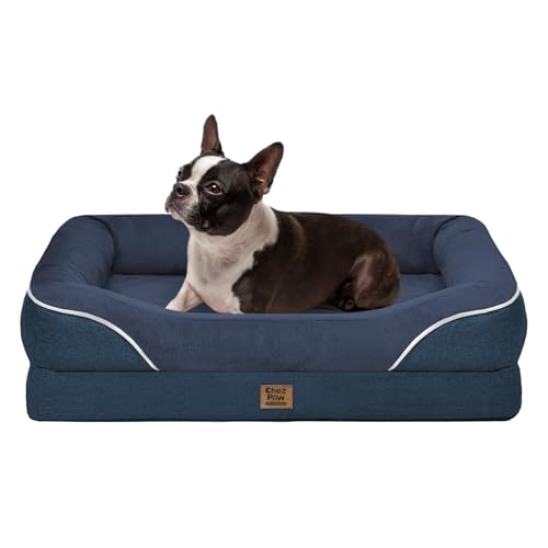 Orthopedic Waterproof Dog Bed for Medium and Large Dogs (Navy / 36"L x 27"W x 7"Th)