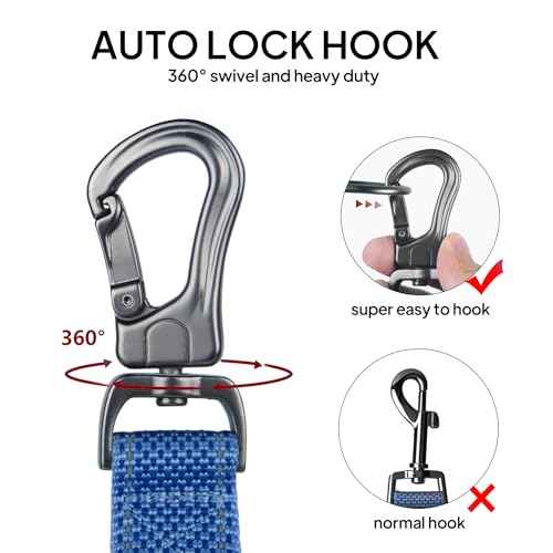 5FT 1IN Heavy Duty Dog Leash for Large Dogs with 2 Padded Handles (Ultramarine / 1 in x 5 ft)