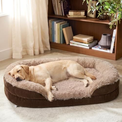 Fluffy Orthopedic Dog Beds Large Sized Dog (Dark Brown / XL-PLUS (45"x 32"x 7"))