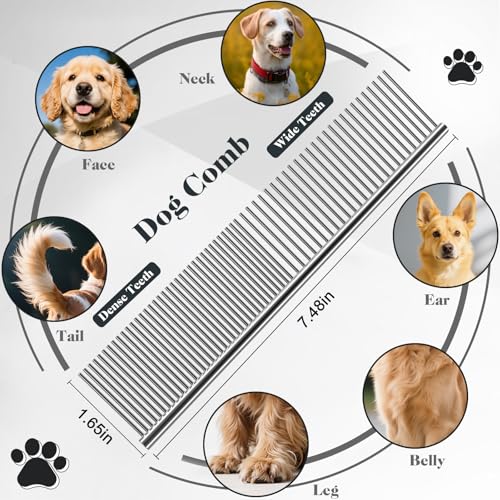 2PCS Slicker Brush for Dogs & Pet Comb