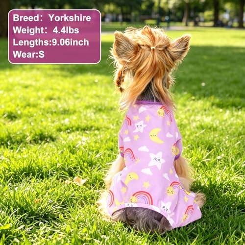 Dog Pajamas Pjs Spring Summer Dog Clothes for Small Dogs Girl (Star Purple / Medium(6-9lb ))