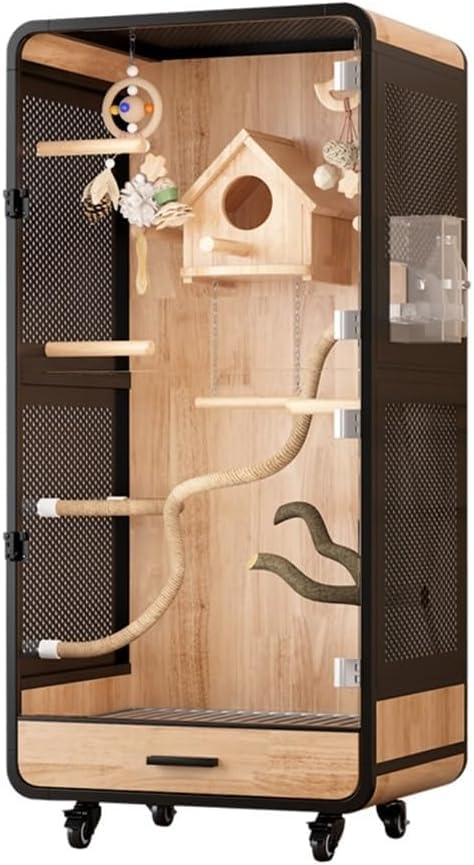 Spacious Stainless Steel Bird Cage with Panoramic Views for Happy Parrots
