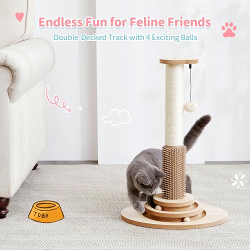 Made4Pets Cat Scratching Post for Indoor Cats with Self Groomer (23"H)