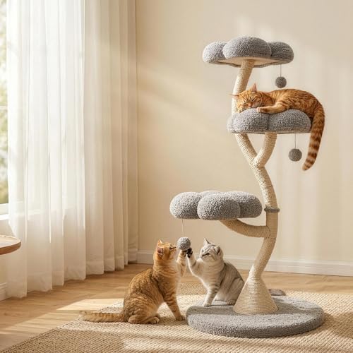 48" Flower Cat Tree (Gray-3 Tiers)