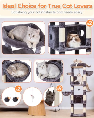 Heavy Duty Cat Tree (Sturdy-73IN / Smoky Gray)