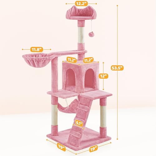 Cat Tree Tower for Indoor Kitten (Pink)