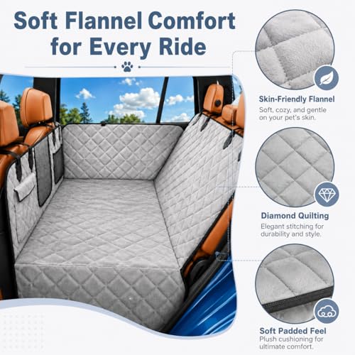 Dog Car Seat Cover for Back Seat (Gray flannel / For Car/SUV/Small Truck)