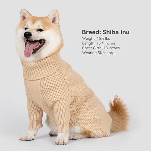 Dog Sweater Long Sleeve Warm Sweaters for Small Dogs Boy Girl Cats (Beige / Medium)