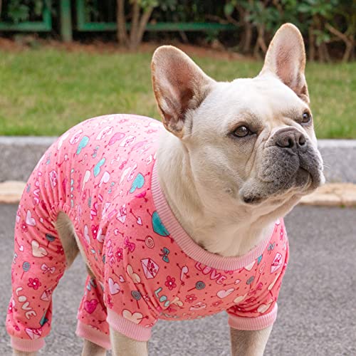 Dog Valentine's Day Pajamas Puppy Onesies Small Dogs Soft Pjs Coat Cat Apparel Comfy Pet Clothes Outfit Doggie Bodysuit (X-Small / Cupid pink)