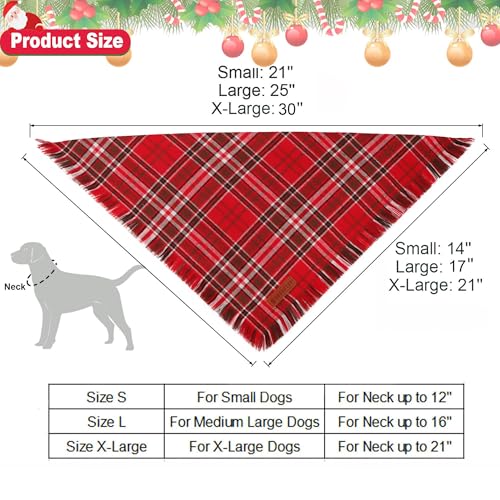 Christmas Dog Bandanas with Tassels Edges (X-Large / Christmas-3)