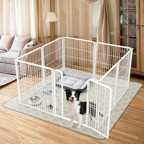 Homeplus Indoor Dog Playpen with Washable Pee Pad (White / 32"H)