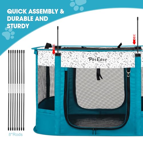 Portable Cat Playpen with Litter Box (Peacock blue)
