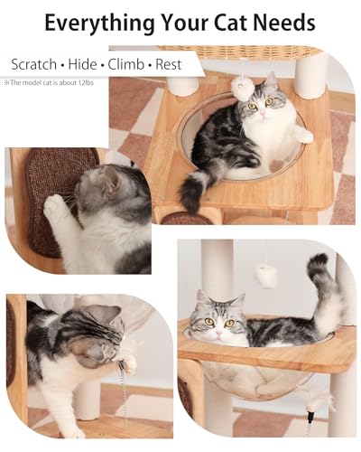 32" Wood Cat Tree Tower (Nature S81)