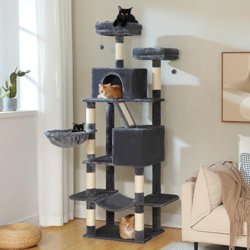 70.8" Tall Cat Tree for Large Cats (70.8" Tall Cat Tree / Dark Gray)