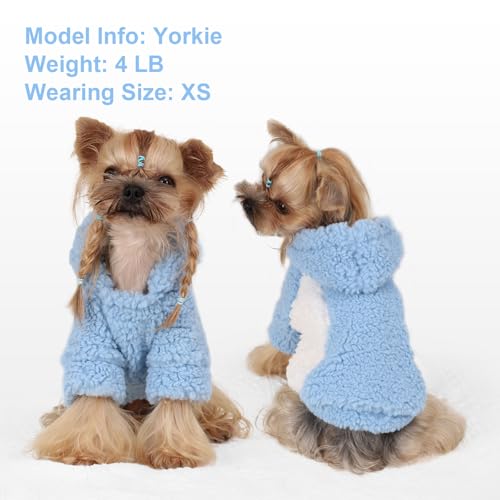 Dog Hoodie Pet Clothes Sweater with Hat Soft and Warm Cold Weather for Small Patchwork Hood (X-Small (Chest 12.2 in) / Blue)