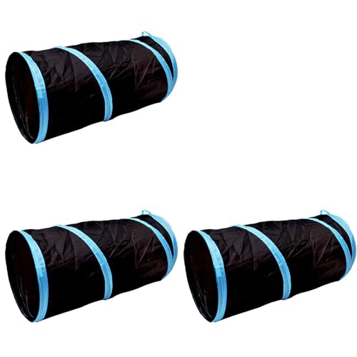 Cat Tunnel for Indoor Small Cats Kittens Rabbits (20 Inch (Pack of 3) / Black)