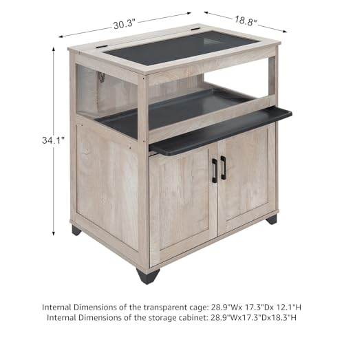 Hedgehog Cage with Storage Cabinet and Tray (Grey / 34"H)