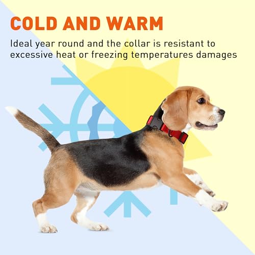 Biothane Waterproof Dog Collar with Quick Release Buckle Strong Coated Nylon Webbing with Odor (5/8"W by 10-14"L / Cherry Red)