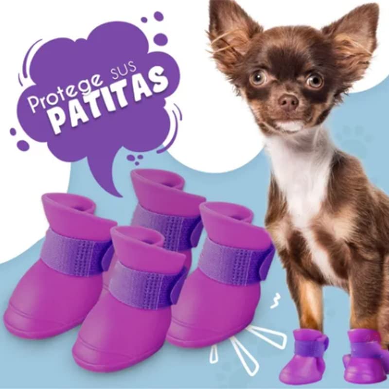 4Pcs Silicone Dog Boots (M / Purple)