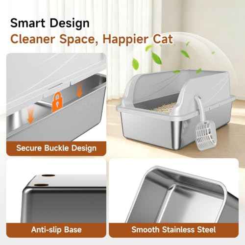 Stainless Steel XL Cat Litter Box (Grey XL)