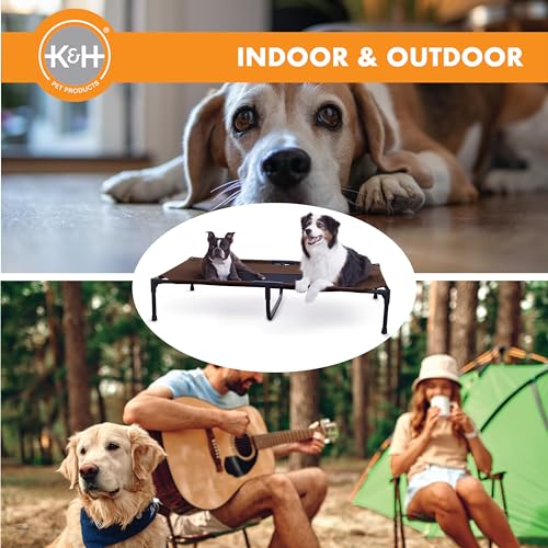 K&H Outdoor Elevated Dog Bed for Large & X (Chocolate/Black Mesh / X-Large 50"L x 32"W)