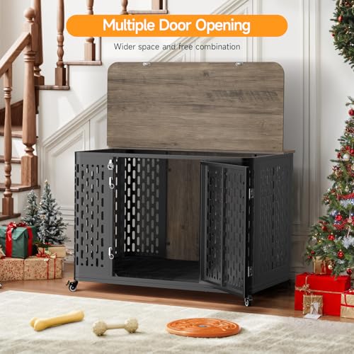 43.7" Dog Crate Furniture with Cushion (Gray / 43.7"L x 29.9"W x 31.7"H)