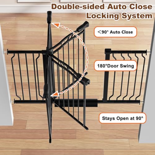 29.5 53.1" Extra Wide Baby Gate for Stairs No Drilling (Black / 29.9"-53.1")