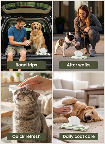 Pogi's Dog Wipes for Travel (120-count Travel Pack / Green Tea Leaf Scented)