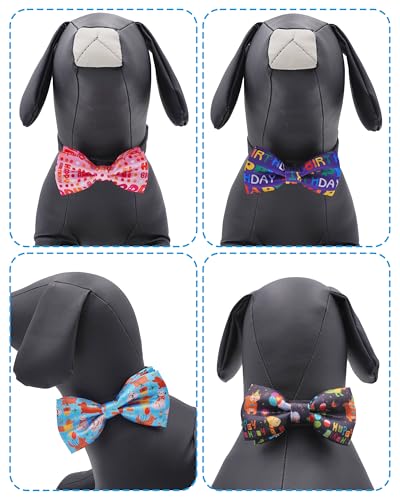 5 Pack Happy Birthday Dog Bowties for Large Dogs Slide on Collar (M/L)