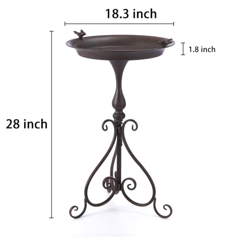 Dia 18" W*28" H Large Metal Bird Bath with Stand