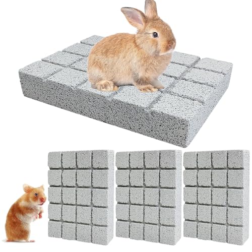 4PCS Rabbit Scratching Pads Bunny Lava Grinding Claw Pads Small Animal Foot Pads Hamster Scratch Board Chew Toys for Gerbil Chinchilla Hedgehog Guinea Pig Cage Accessories