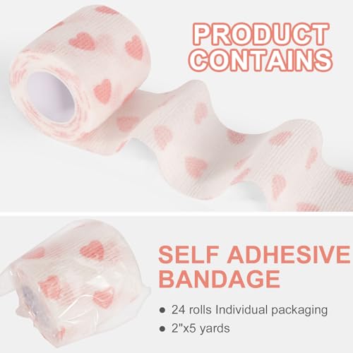 24 Pack Self Adhesive Bandage Wrap (White Heart / 2 Inch)