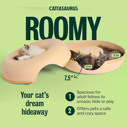 Peekaboo Cat Cave Donut for Multiple & Large Cats up to 30 (Pastel Macaron / Large)