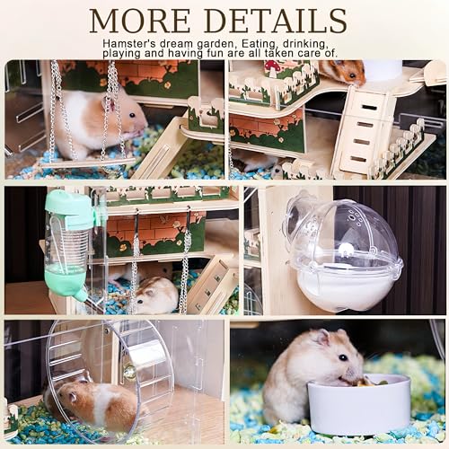 11 in 1 Wooden Hamster Cage with All Accessories (19.3"L x 11.5"W x 11.8"H)