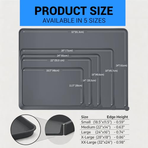 Silicone Pet Feeding Mat (Grey / 22" x 14")