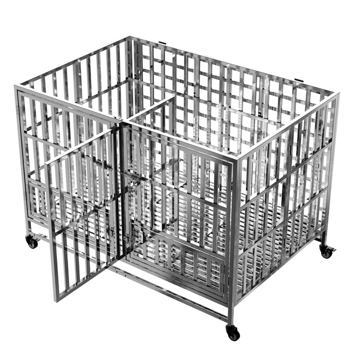 Collapsible Stainless Steel Dog Crate (48.0"L x 32.0"W x 32.0"H)