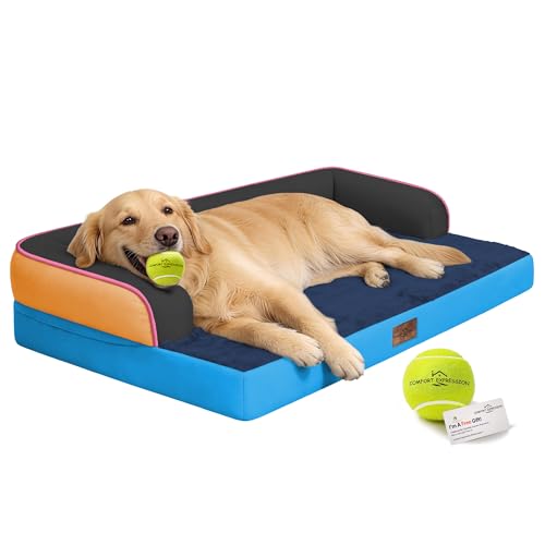 Orthopedic XL Dog Bed for Large and Extra Large Dogs (Blue Ember / 42"L x 30"W x 7.5"Th)