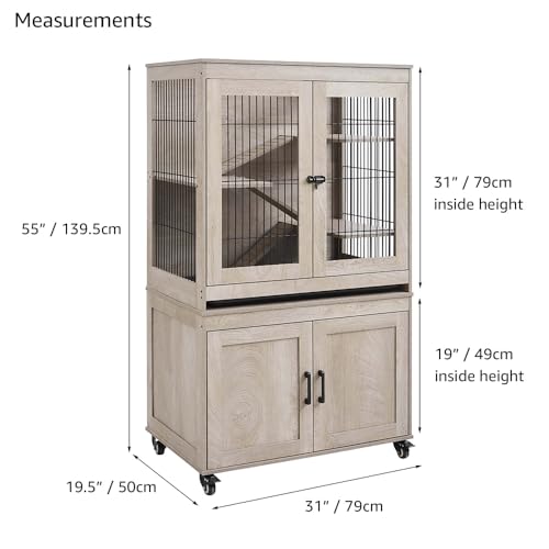 Ferret Cage with Storage and Ramp (Grey / 55“H)