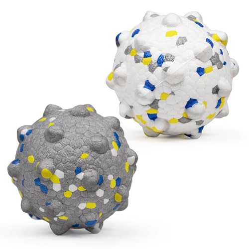 Dog Tennis Balls for Aggressive Chewers (White+Grey-Large)